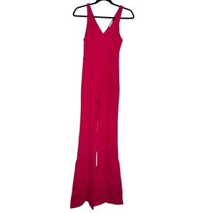 Womens Socialite Red Sleeveless Jumpsuit XS Rayon Blend Professional Look
